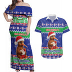 New Zealand Christmas Couples Matching Off Shoulder Maxi Dress and Hawaiian Shirt Have Yourself A Kiwi-tastic Christmas - Aussie Hoodie