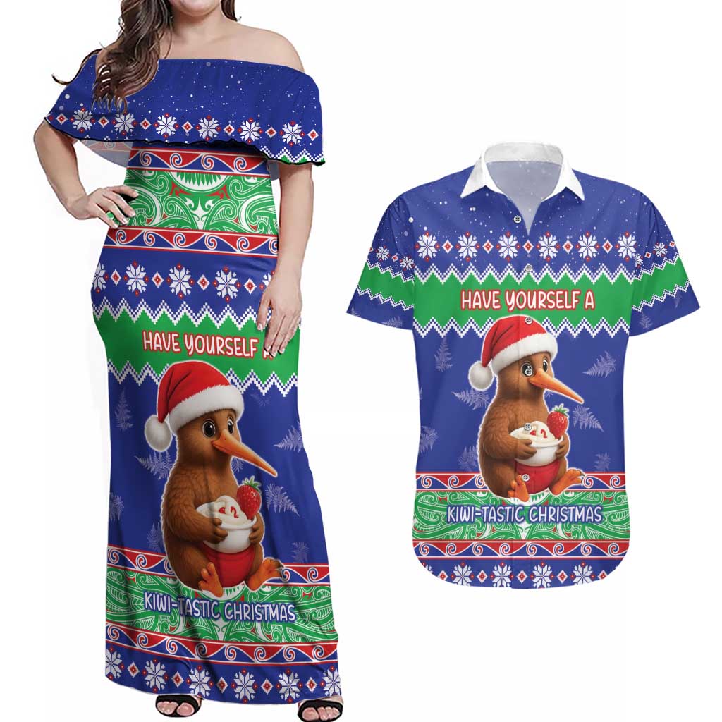 New Zealand Christmas Couples Matching Off Shoulder Maxi Dress and Hawaiian Shirt Have Yourself A Kiwi-tastic Christmas - Aussie Hoodie