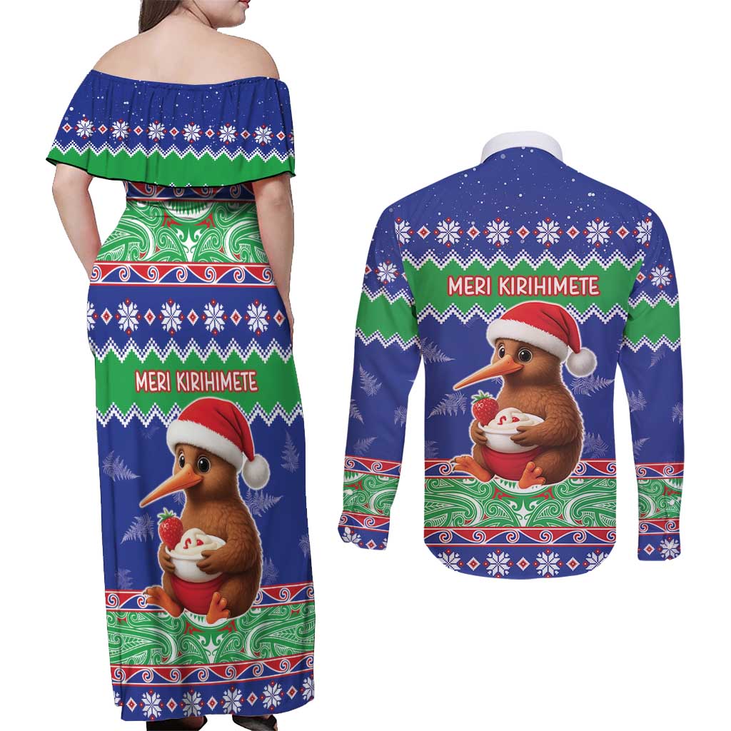 New Zealand Christmas Couples Matching Off Shoulder Maxi Dress and Long Sleeve Button Shirt Have Yourself A Kiwi-tastic Christmas - Aussie Hoodie