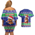 New Zealand Christmas Couples Matching Off Shoulder Short Dress and Hawaiian Shirt Have Yourself A Kiwi-tastic Christmas - Aussie Hoodie