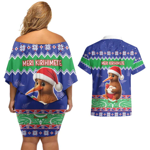 New Zealand Christmas Couples Matching Off Shoulder Short Dress and Hawaiian Shirt Have Yourself A Kiwi-tastic Christmas - Aussie Hoodie