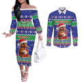 New Zealand Christmas Couples Matching Off The Shoulder Long Sleeve Dress and Long Sleeve Button Shirt Have Yourself A Kiwi-tastic Christmas - Aussie Hoodie