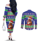 New Zealand Christmas Couples Matching Off The Shoulder Long Sleeve Dress and Long Sleeve Button Shirt Have Yourself A Kiwi-tastic Christmas - Aussie Hoodie