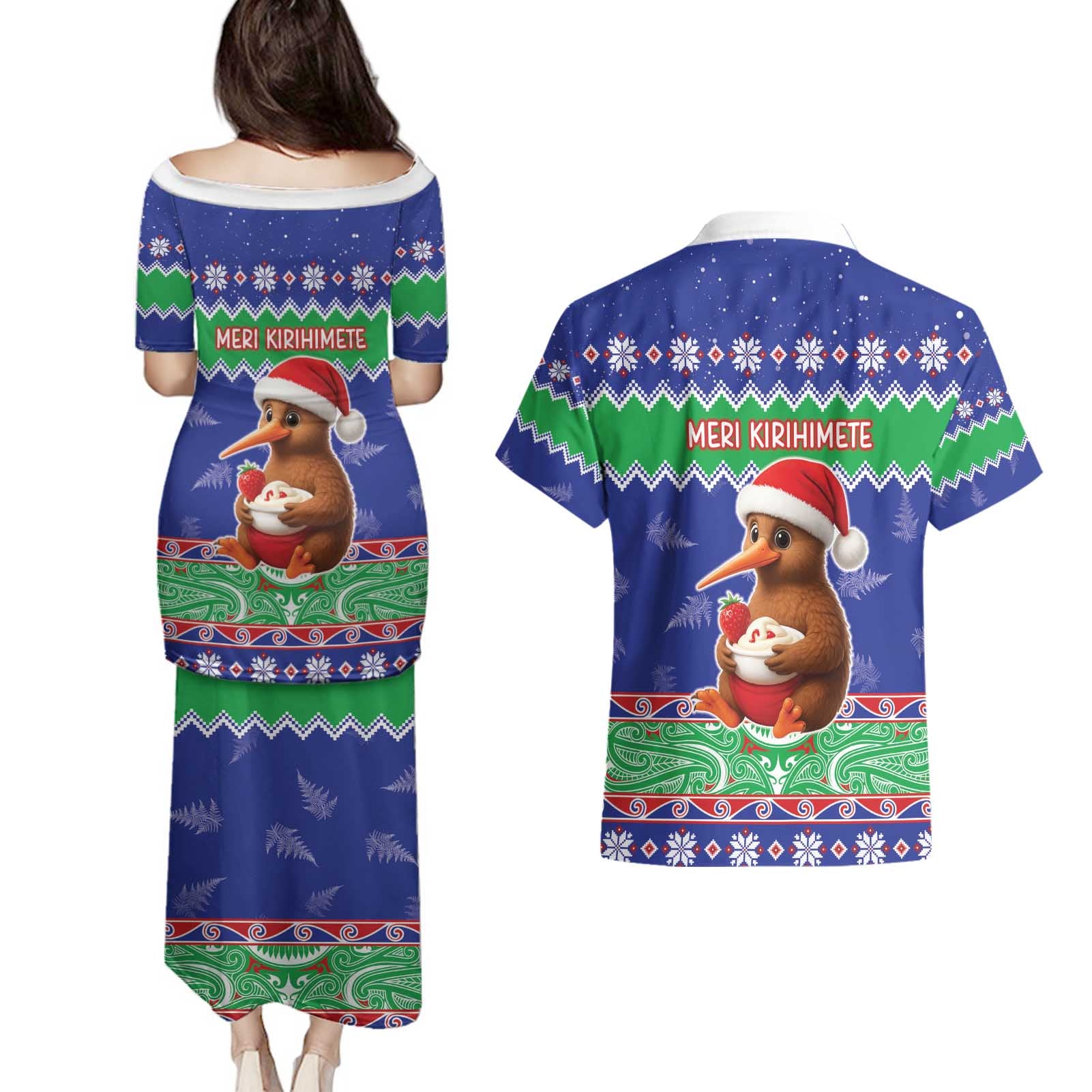 New Zealand Christmas Couples Matching Puletasi and Hawaiian Shirt Have Yourself A Kiwi-tastic Christmas - Aussie Hoodie