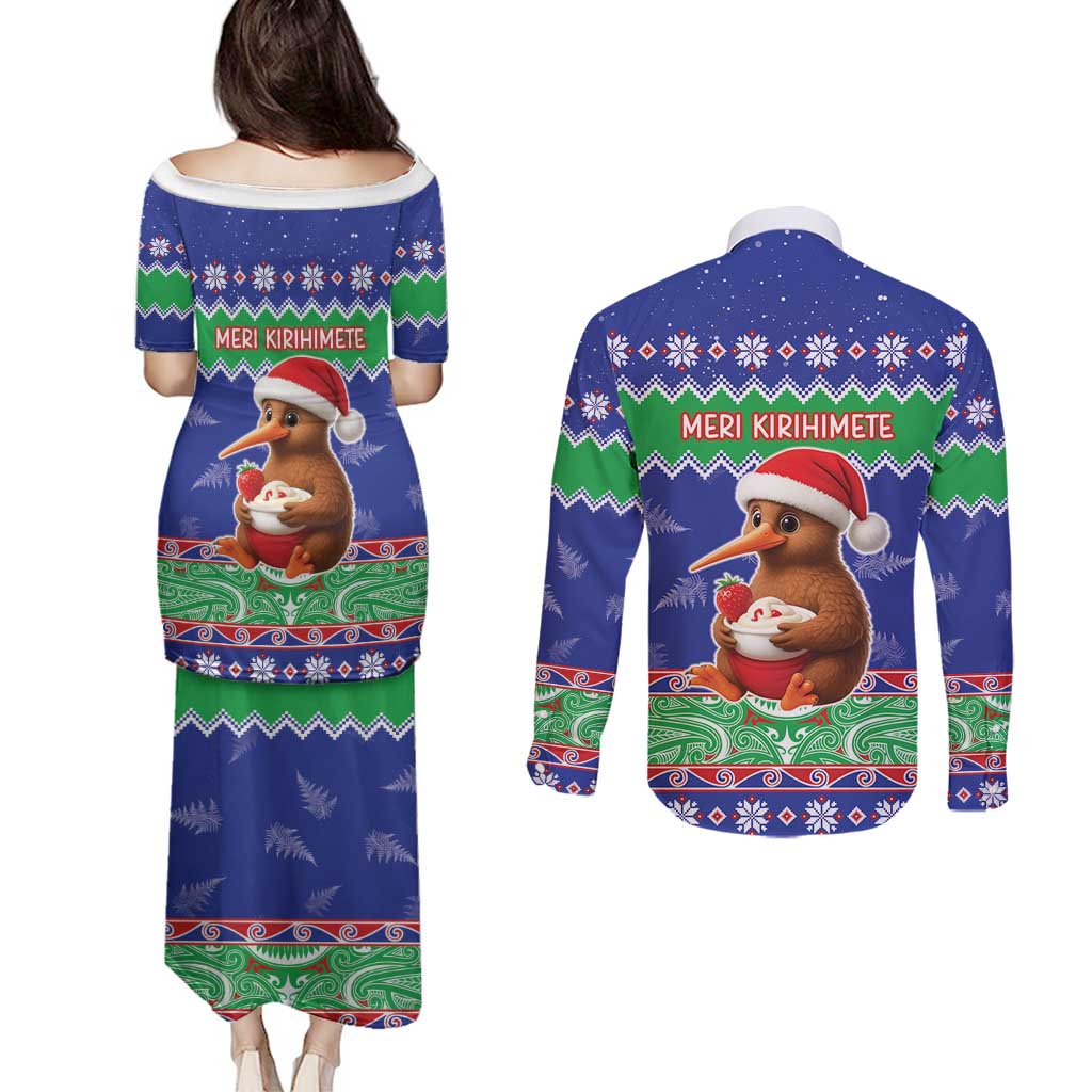 New Zealand Christmas Couples Matching Puletasi and Long Sleeve Button Shirt Have Yourself A Kiwi-tastic Christmas - Aussie Hoodie