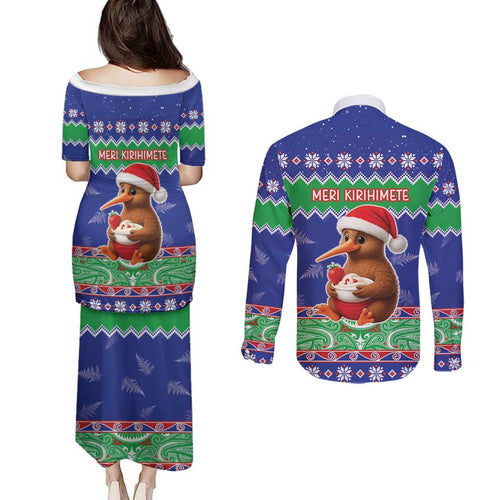 New Zealand Christmas Couples Matching Puletasi and Long Sleeve Button Shirt Have Yourself A Kiwi-tastic Christmas - Aussie Hoodie