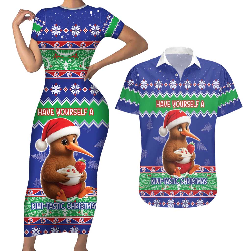 New Zealand Christmas Couples Matching Short Sleeve Bodycon Dress and Hawaiian Shirt Have Yourself A Kiwi-tastic Christmas - Aussie Hoodie