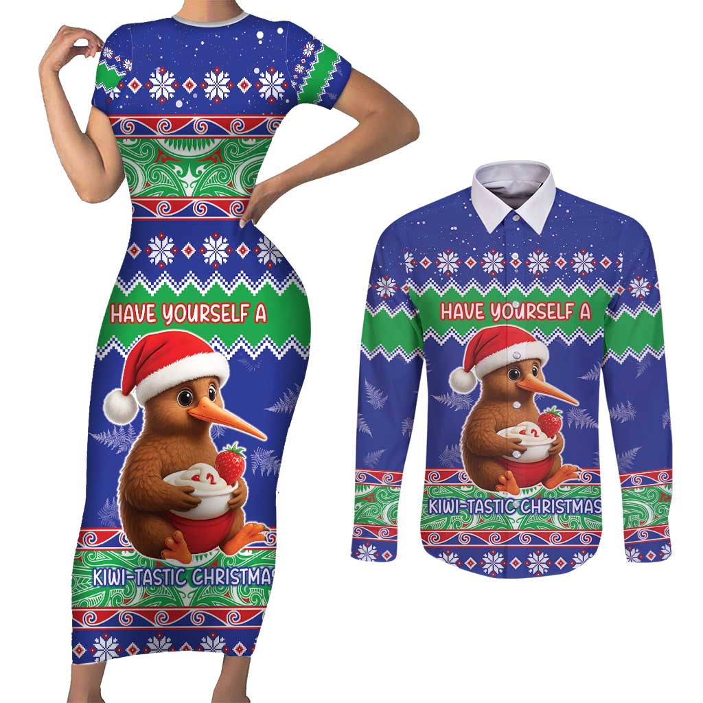 New Zealand Christmas Couples Matching Short Sleeve Bodycon Dress and Long Sleeve Button Shirt Have Yourself A Kiwi-tastic Christmas - Aussie Hoodie