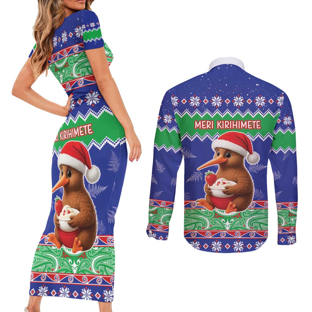 New Zealand Christmas Couples Matching Short Sleeve Bodycon Dress and Long Sleeve Button Shirt Have Yourself A Kiwi-tastic Christmas - Aussie Hoodie