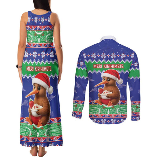 New Zealand Christmas Couples Matching Tank Maxi Dress and Long Sleeve Button Shirt Have Yourself A Kiwi-tastic Christmas - Aussie Hoodie