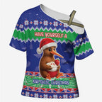 New Zealand Christmas Cross Shoulder Shirt Have Yourself A Kiwi-tastic Christmas - Aussie Hoodie