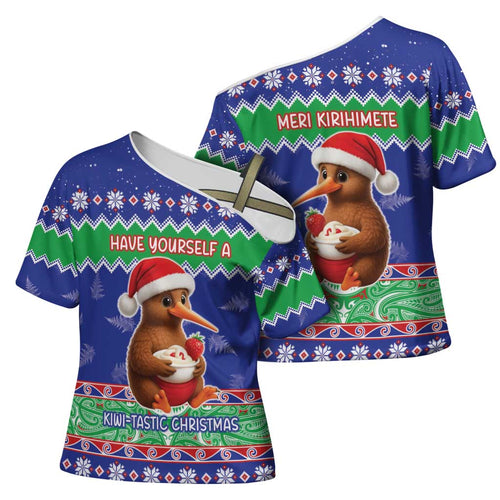 New Zealand Christmas Cross Shoulder Shirt Have Yourself A Kiwi-tastic Christmas - Aussie Hoodie