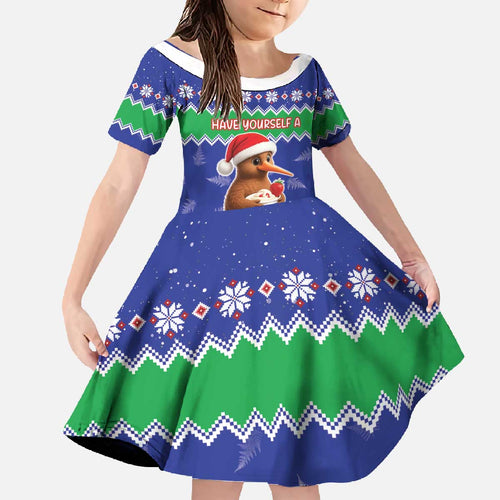New Zealand Christmas Family Matching Off The Shoulder Long Sleeve Dress and Hawaiian Shirt Have Yourself A Kiwi-tastic Christmas - Aussie Hoodie
