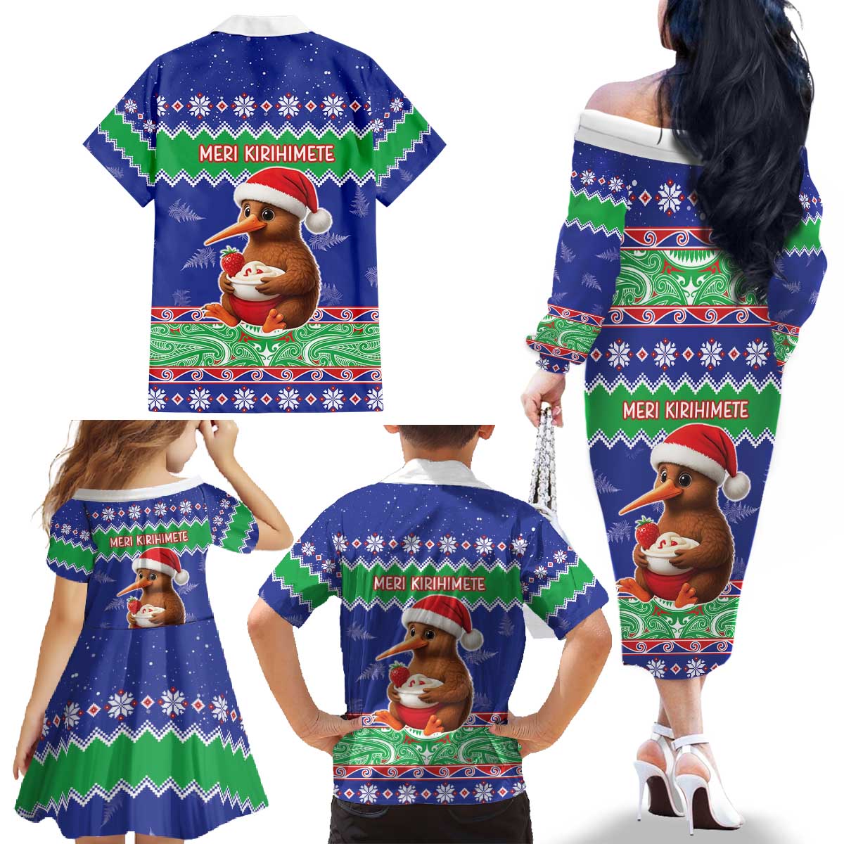 New Zealand Christmas Family Matching Off The Shoulder Long Sleeve Dress and Hawaiian Shirt Have Yourself A Kiwi-tastic Christmas - Aussie Hoodie