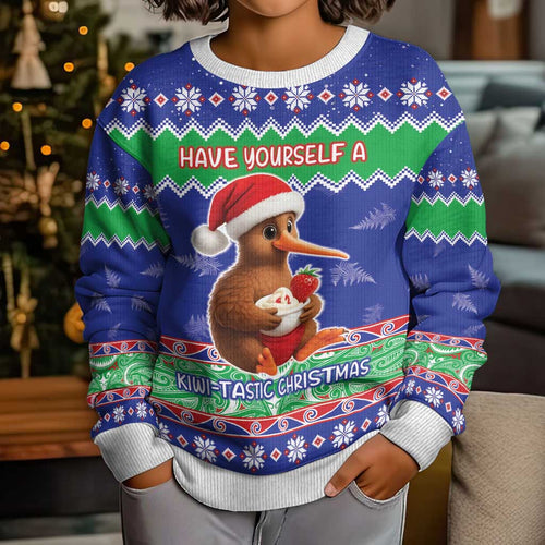 New Zealand Christmas Kid Ugly Christmas Sweater Have Yourself A Kiwi-tastic Christmas - Aussie Hoodie