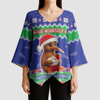 New Zealand Christmas Kimono Sleeve Blouse Have Yourself A Kiwi-tastic Christmas - Aussie Hoodie
