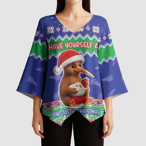 New Zealand Christmas Kimono Sleeve Blouse Have Yourself A Kiwi-tastic Christmas - Aussie Hoodie