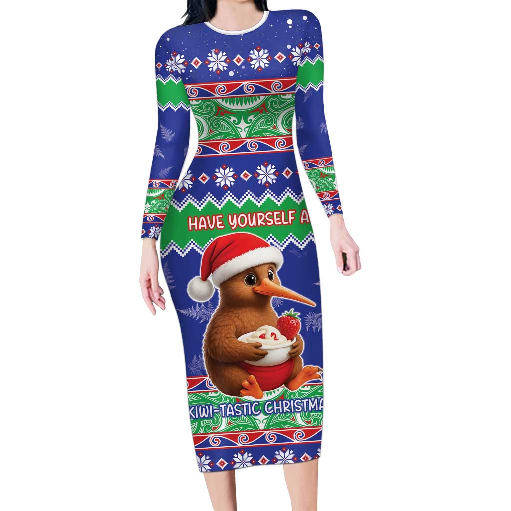 New Zealand Christmas Long Sleeve Bodycon Dress Have Yourself A Kiwi-tastic Christmas - Aussie Hoodie
