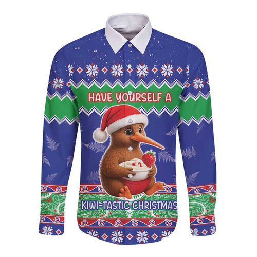 New Zealand Christmas Long Sleeve Button Shirt Have Yourself A Kiwi-tastic Christmas - Aussie Hoodie