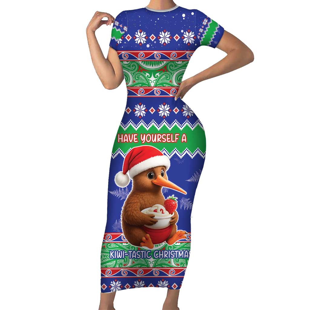 New Zealand Christmas Short Sleeve Bodycon Dress Have Yourself A Kiwi-tastic Christmas - Aussie Hoodie