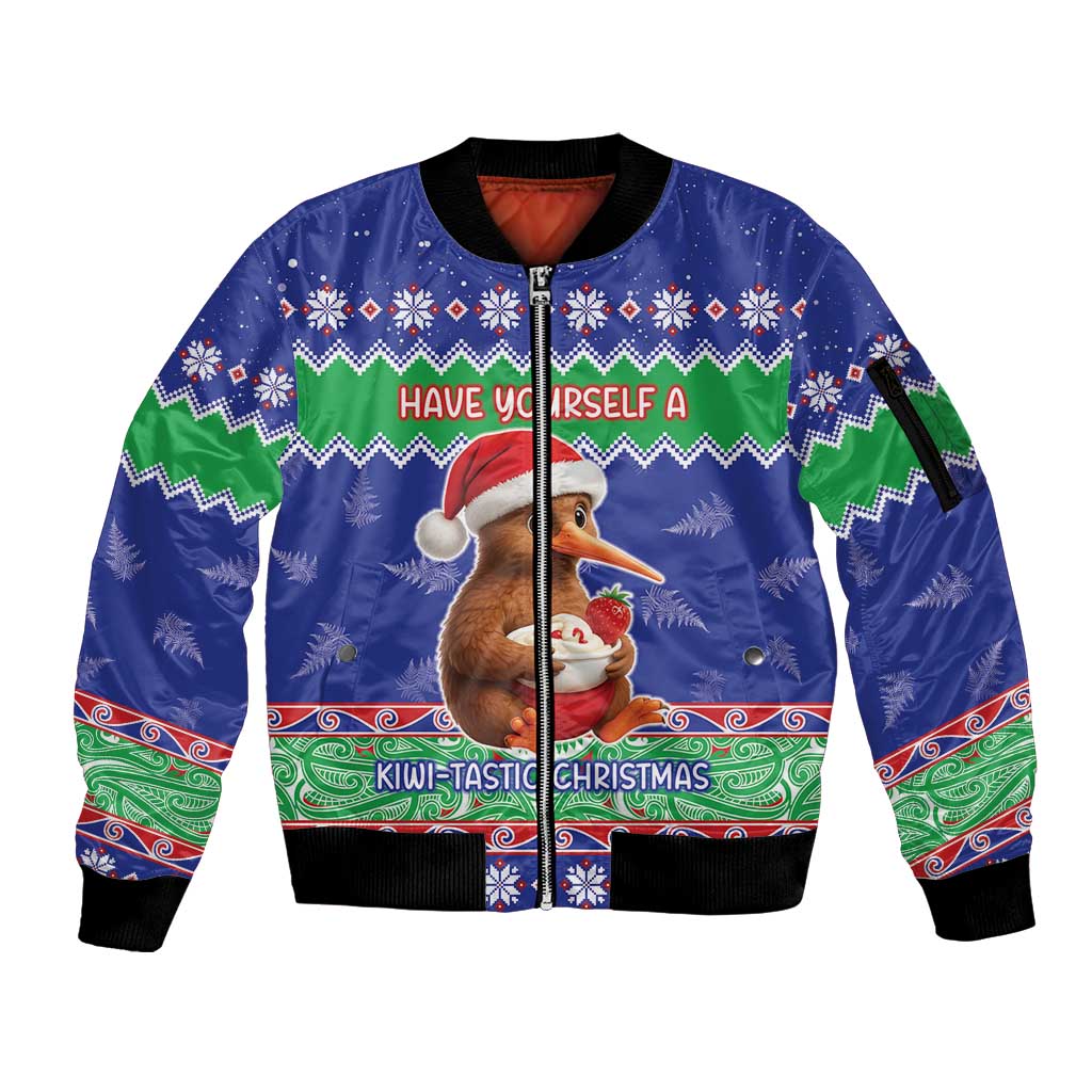 New Zealand Christmas Sleeve Zip Bomber Jacket Have Yourself A Kiwi-tastic Christmas - Aussie Hoodie