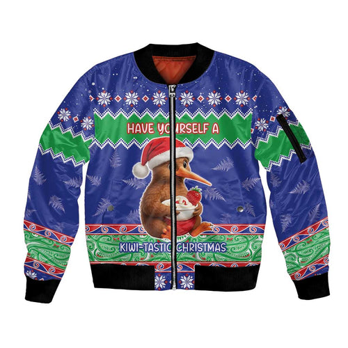 New Zealand Christmas Sleeve Zip Bomber Jacket Have Yourself A Kiwi-tastic Christmas - Aussie Hoodie