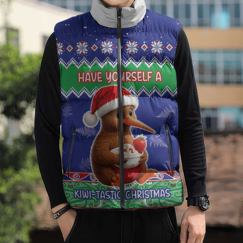 New Zealand Christmas Sleeveless Puffer Jacket Have Yourself A Kiwi-tastic Christmas - Aussie Hoodie