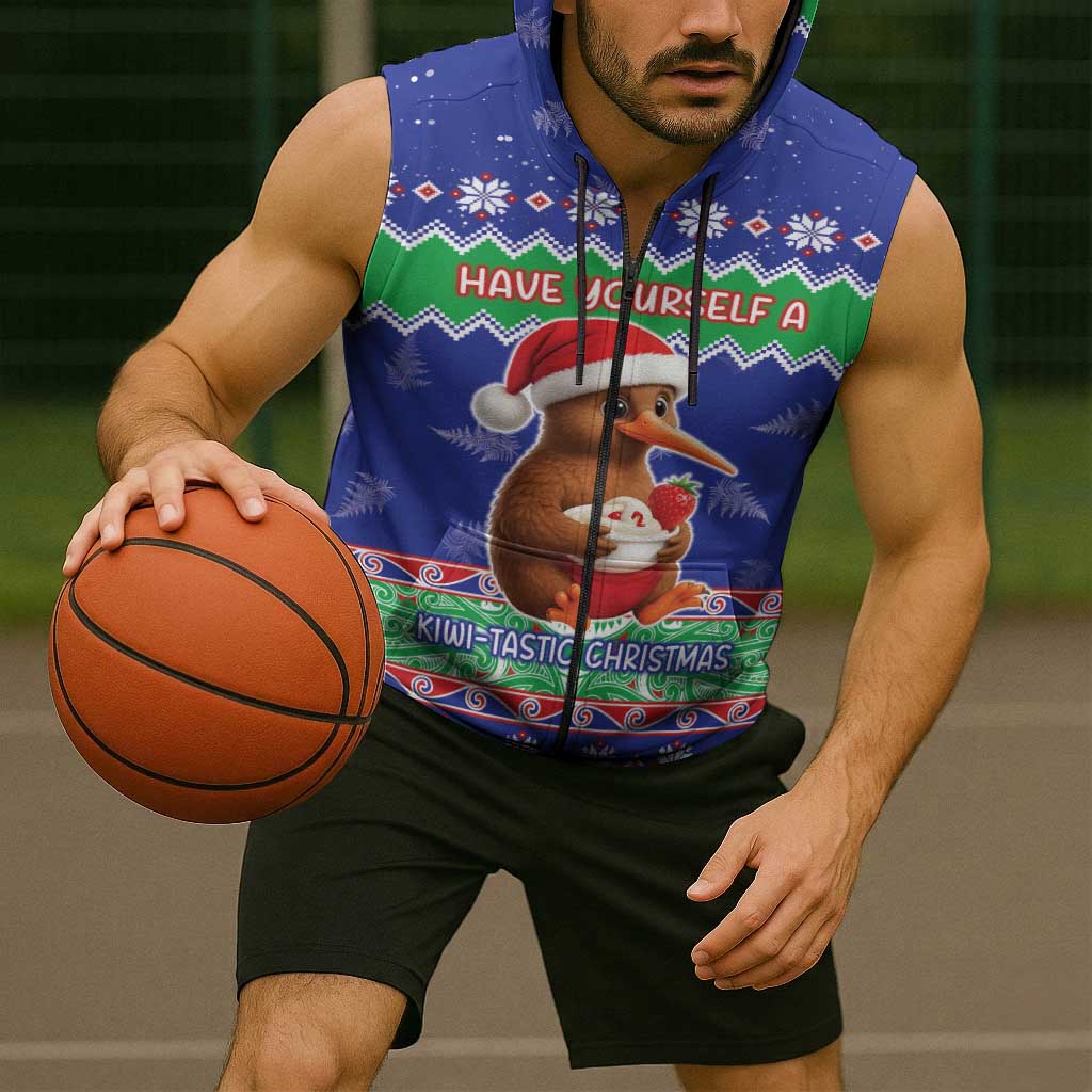 New Zealand Christmas Sleeveless Zip Hoodie Have Yourself A Kiwi-tastic Christmas LT05
