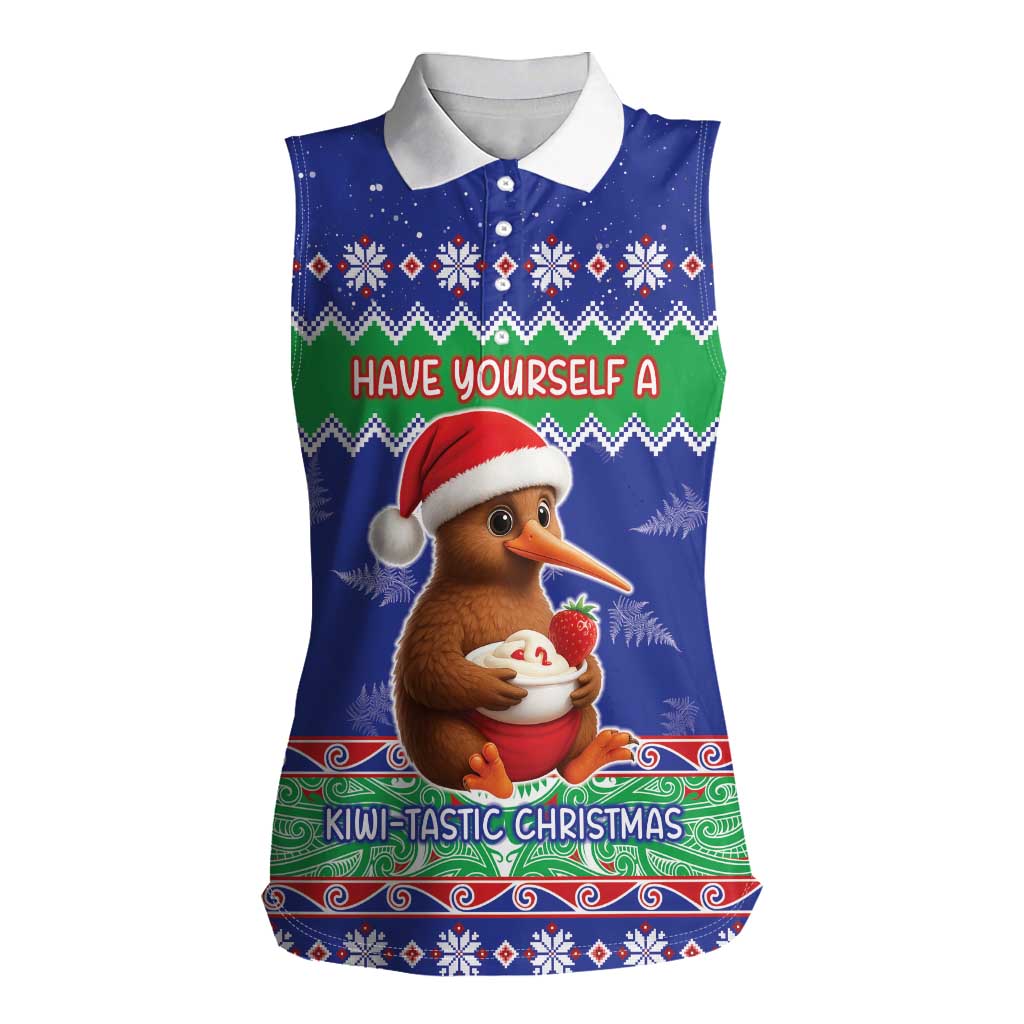 New Zealand Christmas Women Sleeveless Polo Shirt Have Yourself A Kiwi-tastic Christmas - Aussie Hoodie