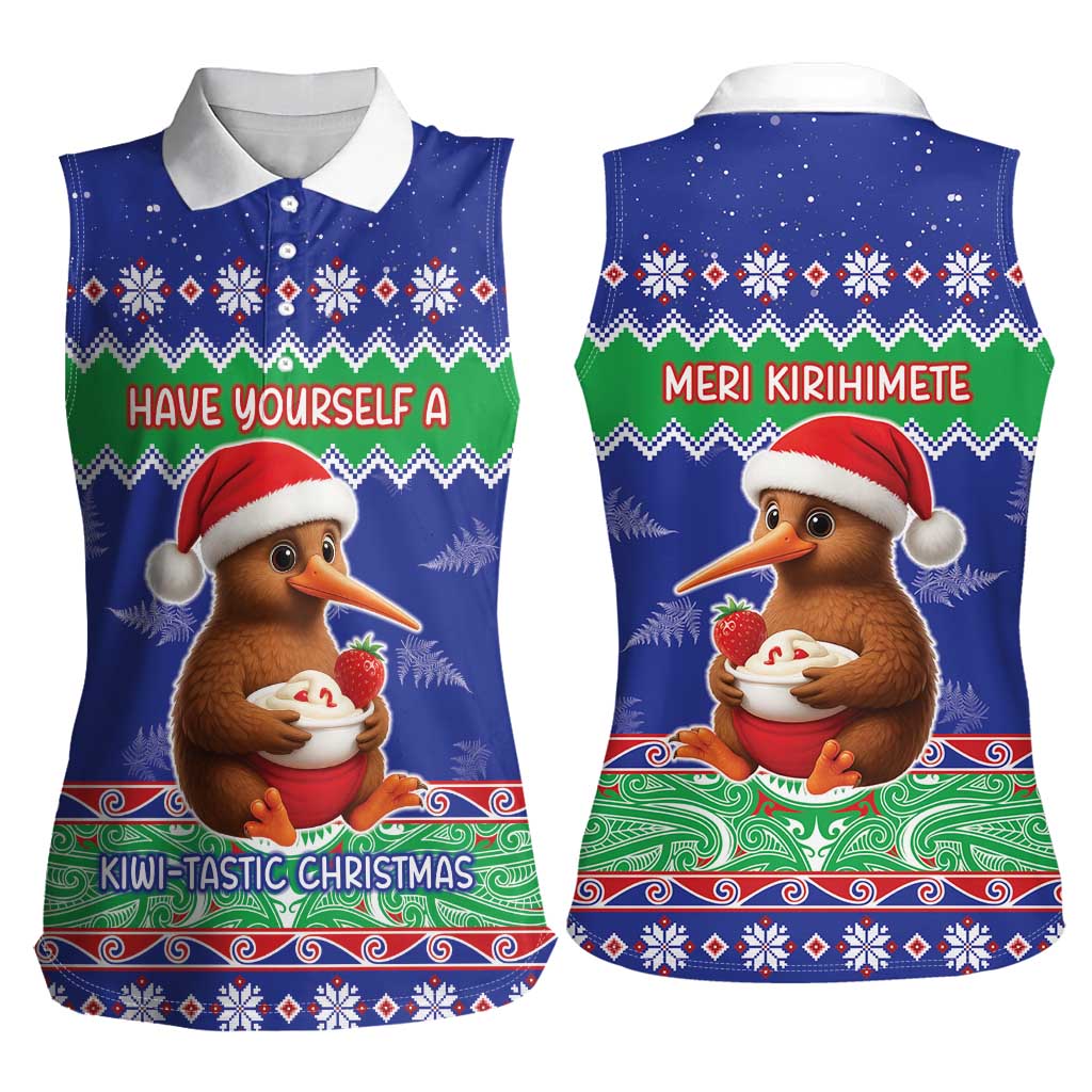 New Zealand Christmas Women Sleeveless Polo Shirt Have Yourself A Kiwi-tastic Christmas - Aussie Hoodie