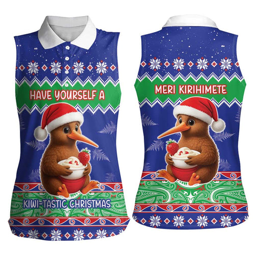 New Zealand Christmas Women Sleeveless Polo Shirt Have Yourself A Kiwi-tastic Christmas - Aussie Hoodie