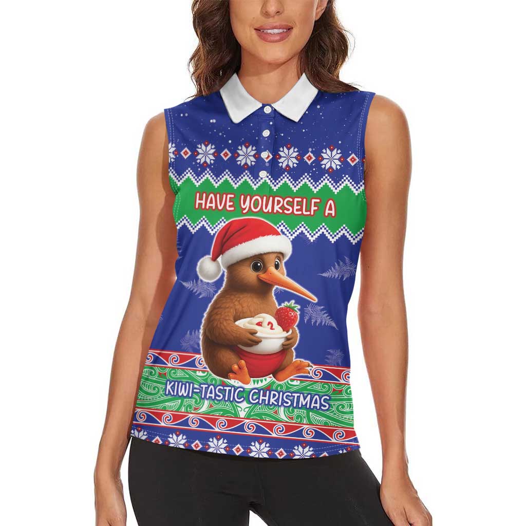 New Zealand Christmas Women Sleeveless Polo Shirt Have Yourself A Kiwi-tastic Christmas - Aussie Hoodie