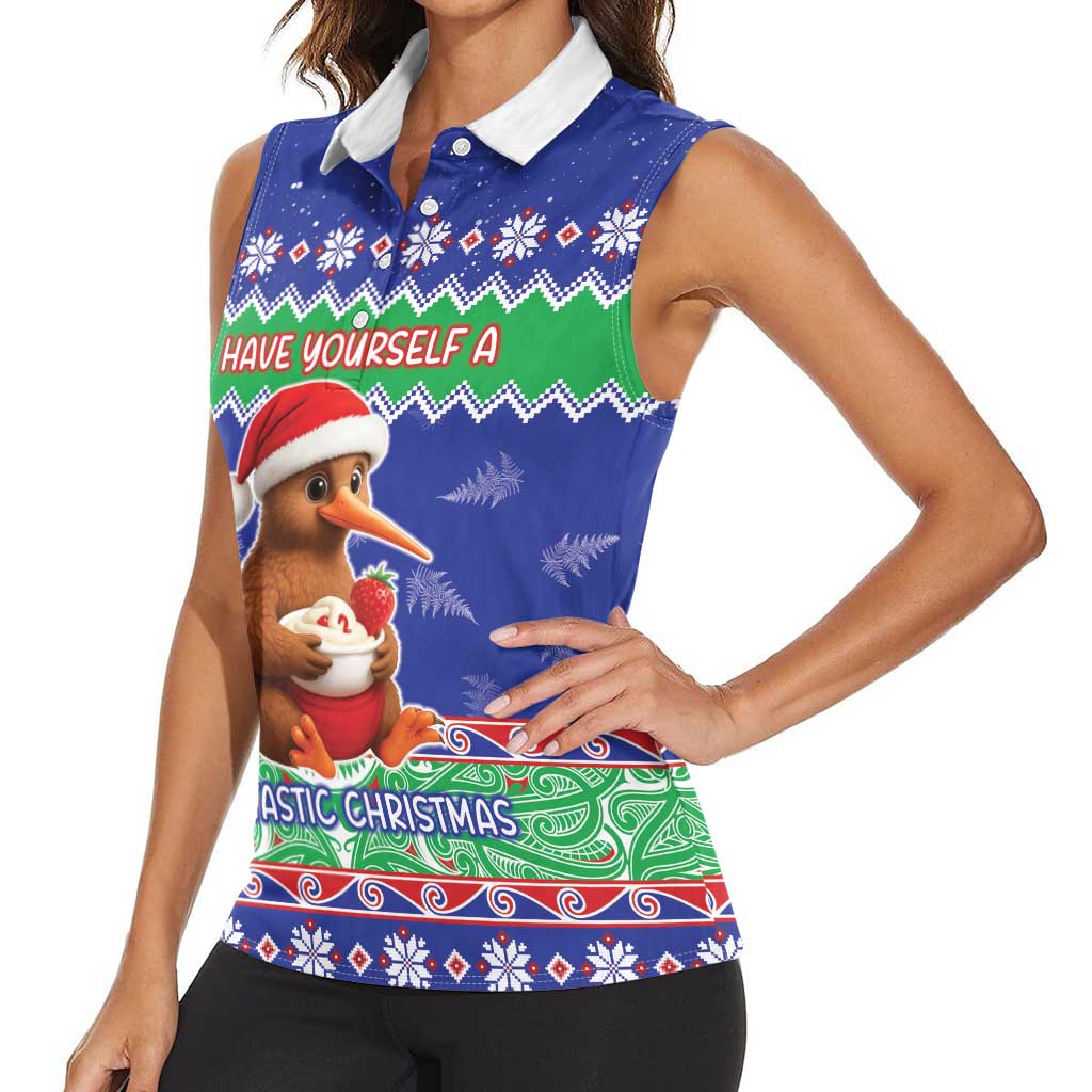 New Zealand Christmas Women Sleeveless Polo Shirt Have Yourself A Kiwi-tastic Christmas - Aussie Hoodie