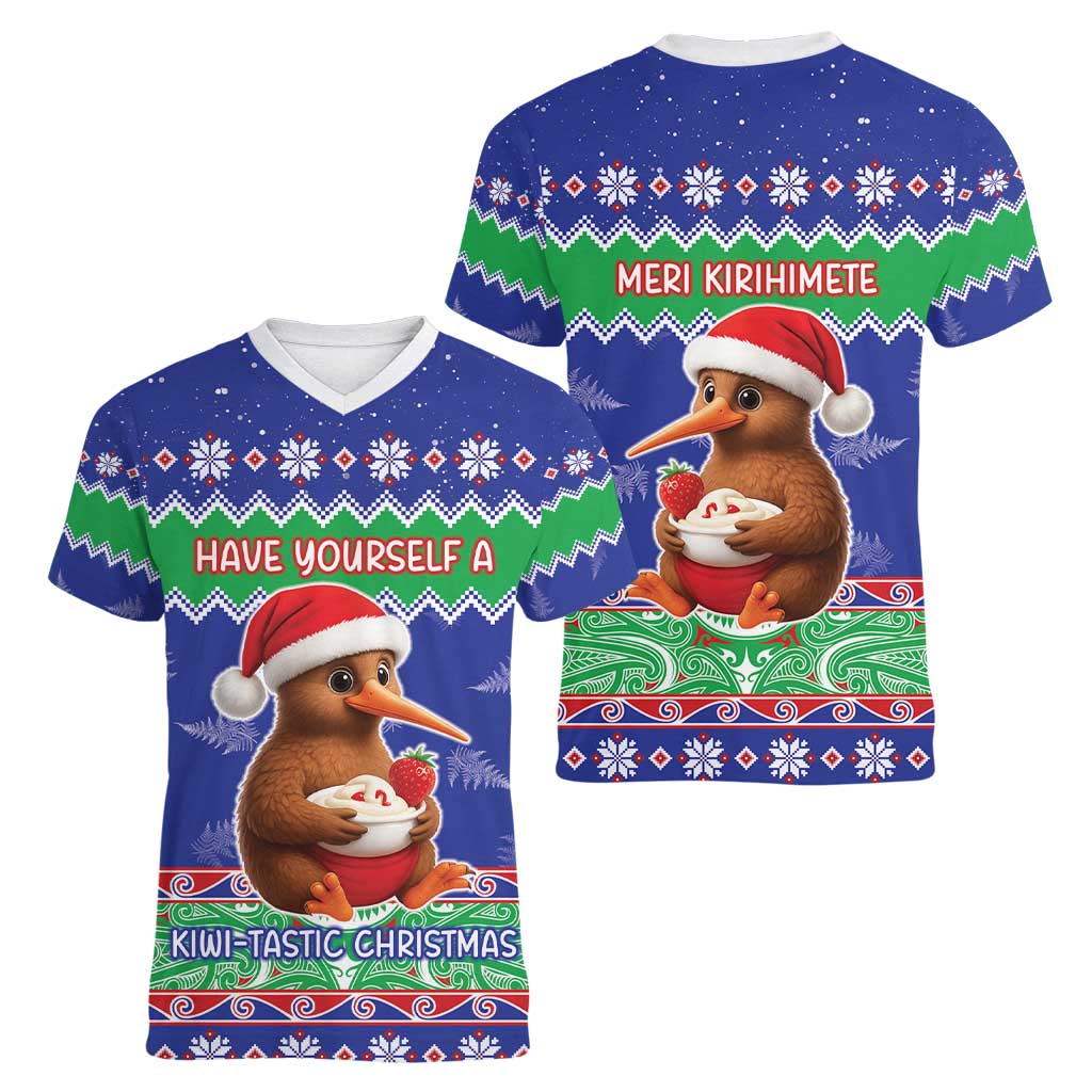 New Zealand Christmas Women V-Neck T-Shirt Have Yourself A Kiwi-tastic Christmas - Aussie Hoodie