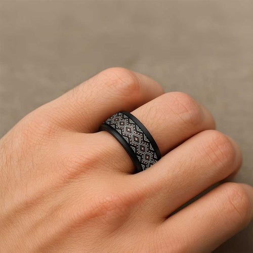 New Zealand Aotearoa Spinner Ring Taniko Art Simple Style