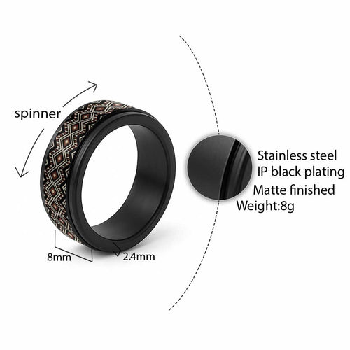 New Zealand Aotearoa Spinner Ring Taniko Art Simple Style