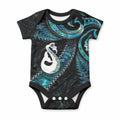 New Zealand Aotearoa Baby Onesie Maori Manaia Paua Shell Glitter Turquoise