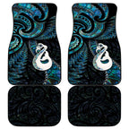 New Zealand Aotearoa Car Mats Maori Manaia Paua Shell Glitter Turquoise