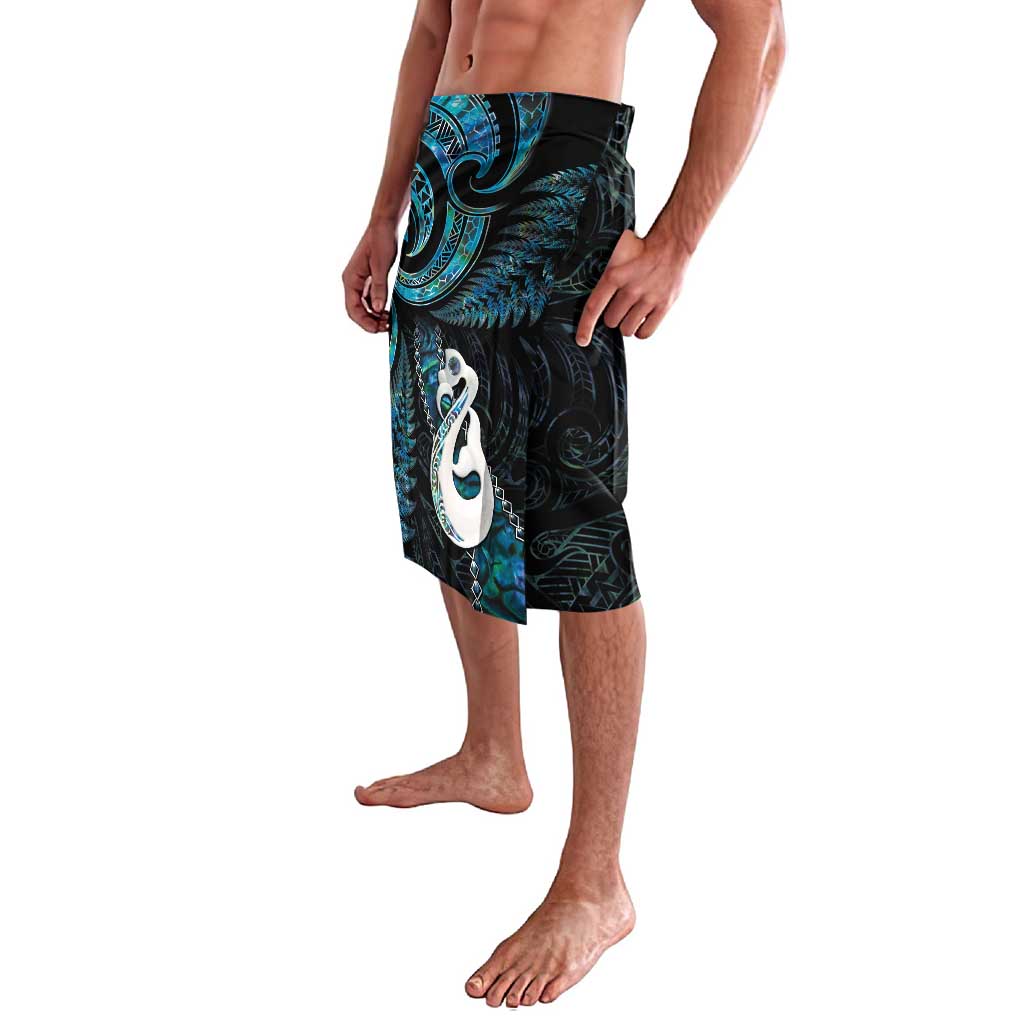 New Zealand Aotearoa Lavalava Maori Manaia Paua Shell Glitter Turquoise