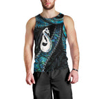 New Zealand Aotearoa Men Tank Top Maori Manaia Paua Shell Glitter Turquoise