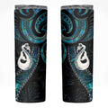 New Zealand Aotearoa Skinny Tumbler Maori Manaia Paua Shell Glitter Turquoise