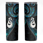 New Zealand Aotearoa Skinny Tumbler Maori Manaia Paua Shell Glitter Turquoise