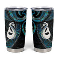New Zealand Aotearoa Tumbler Cup Maori Manaia Paua Shell Glitter Turquoise
