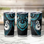 New Zealand Aotearoa Tumbler Cup Maori Manaia Paua Shell Glitter Turquoise