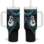 New Zealand Aotearoa Tumbler With Handle Maori Manaia Paua Shell Glitter Turquoise