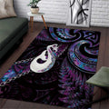New Zealand Aotearoa Area Rug Maori Manaia Paua Shell Glitter Purple