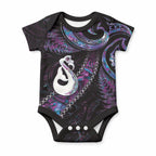 New Zealand Aotearoa Baby Onesie Maori Manaia Paua Shell Glitter Purple