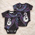 New Zealand Aotearoa Baby Onesie Maori Manaia Paua Shell Glitter Purple