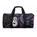 New Zealand Aotearoa Duffle Bag Maori Manaia Paua Shell Glitter Purple