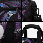 New Zealand Aotearoa Duffle Bag Maori Manaia Paua Shell Glitter Purple